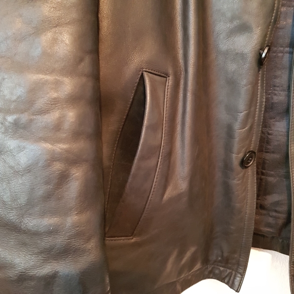 Vintage Very Heavy Leather Jacket Mid Length Men's Large - Picture 7 of 14
